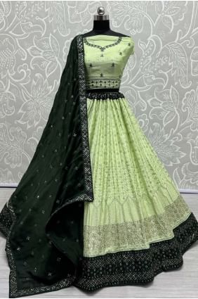Embroidered Georgette Pista  Lehenga Choli  with Dupatta LC7927