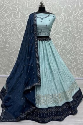 Georgette Sky blue  Lehenga Choli in Embroidered LC7930