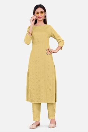 Weaving Silk Straight Pant Suit in Brown with Dupatta SK154470