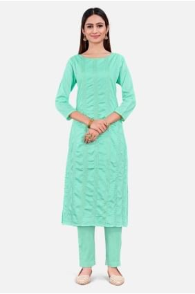 Sky blue  Straight Pant Suit in Weaving Silk SK154472