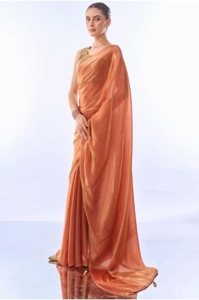 Rust  Saree in Printed Cotton SR27314