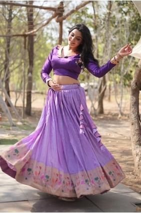 Purple Lehenga Choli in Viscose with Zari LC7934