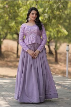 Lavender  Silk Embroidered Lehenga Choli with Dupatta LC7935