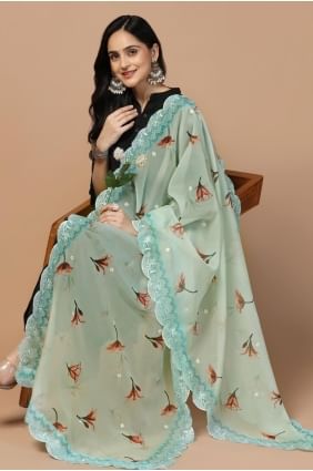 Black Straight Suit in Cotton with Embroidered SK154522