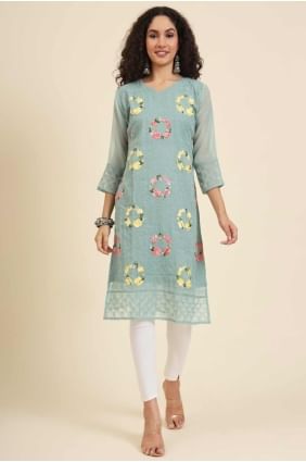 Pista  Embroidered Georgette Kurti KTI2488