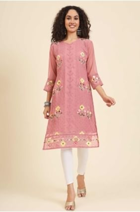 Chikankari Georgette Gajri  Kurti  KTI2493