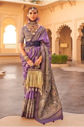 Purple Saree in Printed weaving Silk SR27406