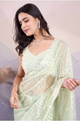 Art silk Pista Saree in Sequins embroidered SR27604