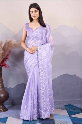 Lavender Saree with Sequins embroidered Silk SR27631