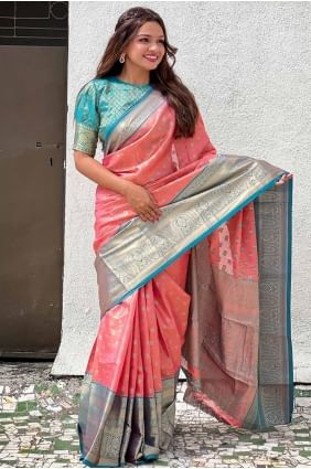 Weaving Tussar silk Saree in Rust  SR27636