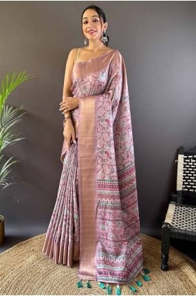 Zari printed weaving Tussar silk Saree in Purple SR27658