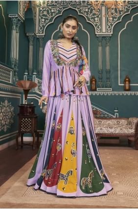 Silk Lavender  Lehenga Choli in Embroidered LC8146