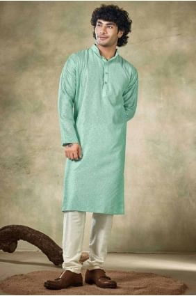 Viscose Digital print Sea green  Men Kurta with Dupatta KURR277