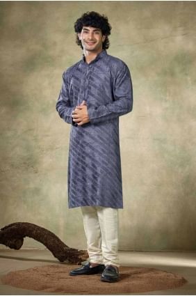 Embroidered Viscose Purple Men Kurta with Dupatta KURR279