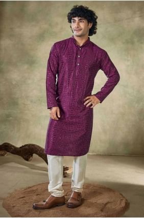 Viscose Men Kurta with Embroidered KURR282