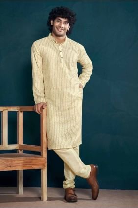 Viscose Men Kurta in Off white   KURR294
