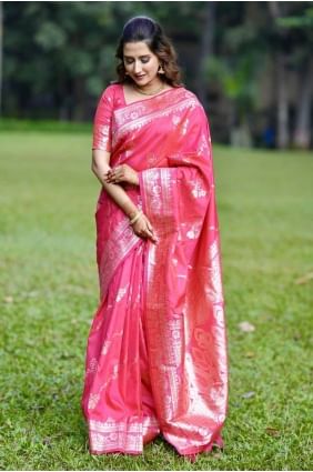 Weaving Saree in Pink Banarasi silk SR27738