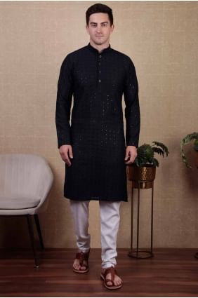 Cotton Men Kurta with Embroidered KURR357