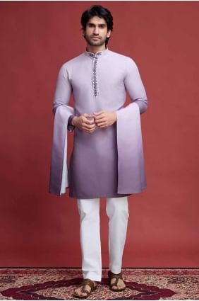 Purple Mirror Men Kurta in Rayon INWU0022