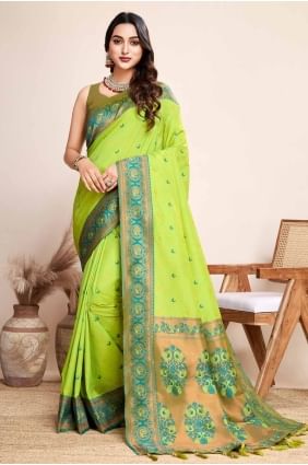 Jacquard silk Lemon  Saree in Weaving SR27808