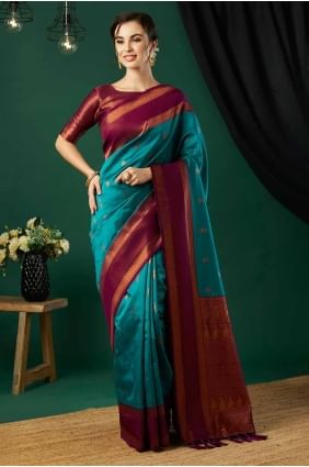 Weaving Banarasi silk Saree  Aqua blue  SR27827