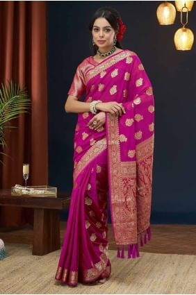 Weaving Georgette Pink Saree with Blouse SR27834