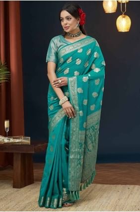 Saree in Blue Georgette with Weaving SR27844