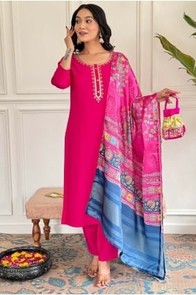 Gajri  Embroidered Viscose Straight Pant Suit SK154809