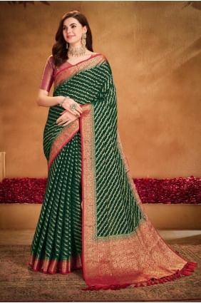 Georgette Saree with Weaving in Green SR27841
