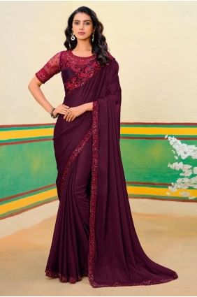Maroon oak  Georgette Saree with Weaving SR27858