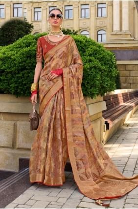 Jacquard Saree with Weaving in Rust orange  SR27863