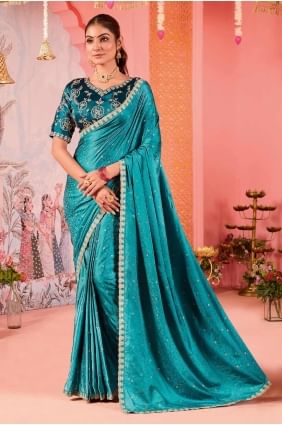 Sea green  Jacquard Party Wear Saree with Weaving SR27872