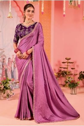 Pink Party Wear Saree with Weaving Jacquard SR27876