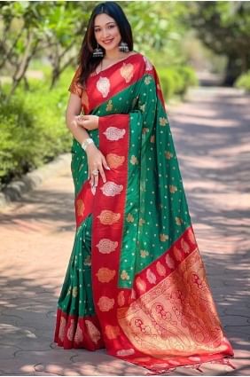 Green Wedding Saree with Zari Silk SR27877
