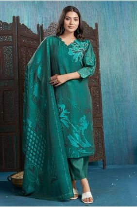 Digital print Viscose Straight Pant Suit in Rama  SK154868