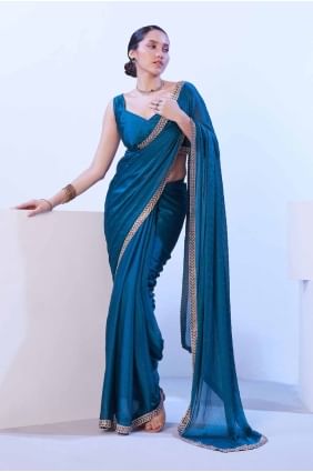 Firozi  Party Wear Saree in Lace Chiffon SR27901