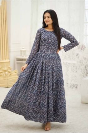 Multicolor Gown Dress in Embroidered Faux georgette GW1020