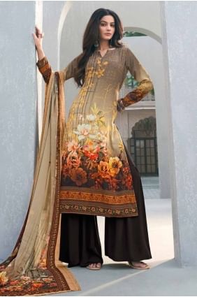 Crepe Straight Pant Suit with Digital print SK154883