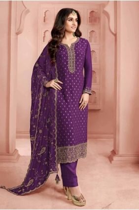 Embroidered Jacquard Lavender  Straight Pant Suit with Dupatta SK154900