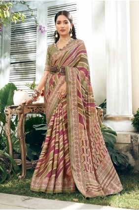 Printed Banarasi Saree in Beige  Georgette SR27918