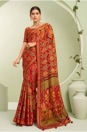 Maroon Georgette Banarasi Saree with Printed SR27921