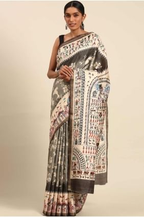 Brown Saree in Cotton with Printed SR27948