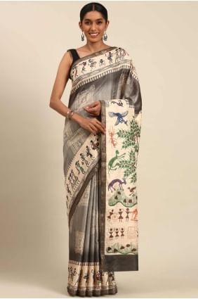 Brown Saree in Printed Cotton SR27956
