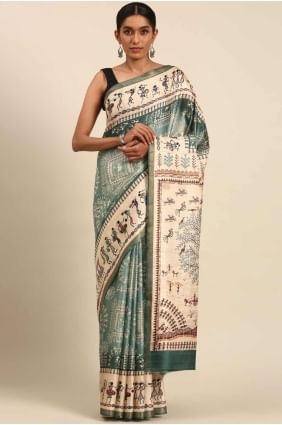 Cotton Saree in Green with Printed SR27962