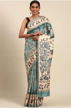 Firozi  Printed Saree in Cotton SR27963