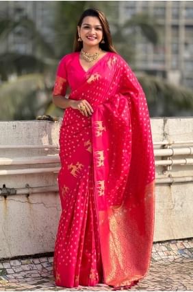 Silk Saree in Pink with Weaving SR27994