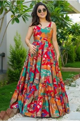 Rayon Gown Dress in multicolor with Digital print GW1029