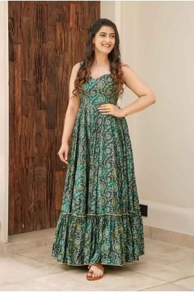 Rayon Gown Dress with Digital print in Rama  GW1033