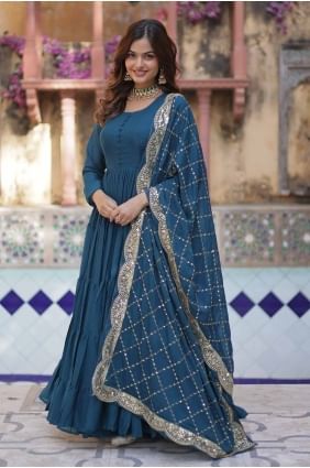 Georgette Gown Dress with Embroidered GW1051