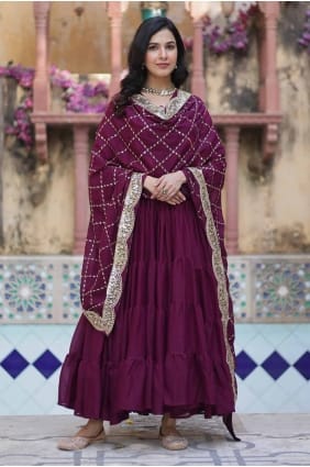 Georgette Gown Dress with Embroidered GW1052